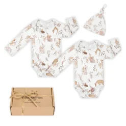 Komplet niemowlęcy 56 cm Forest Friends body 2 szt. + czapeczka