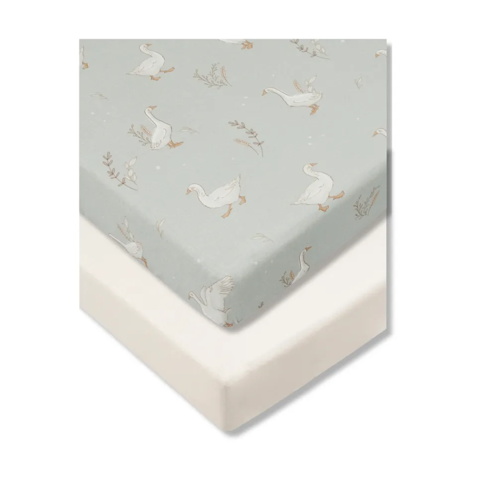 Prześcieradło do dostawki 90x60cm 2-pak Beż i Happy Goose Olive